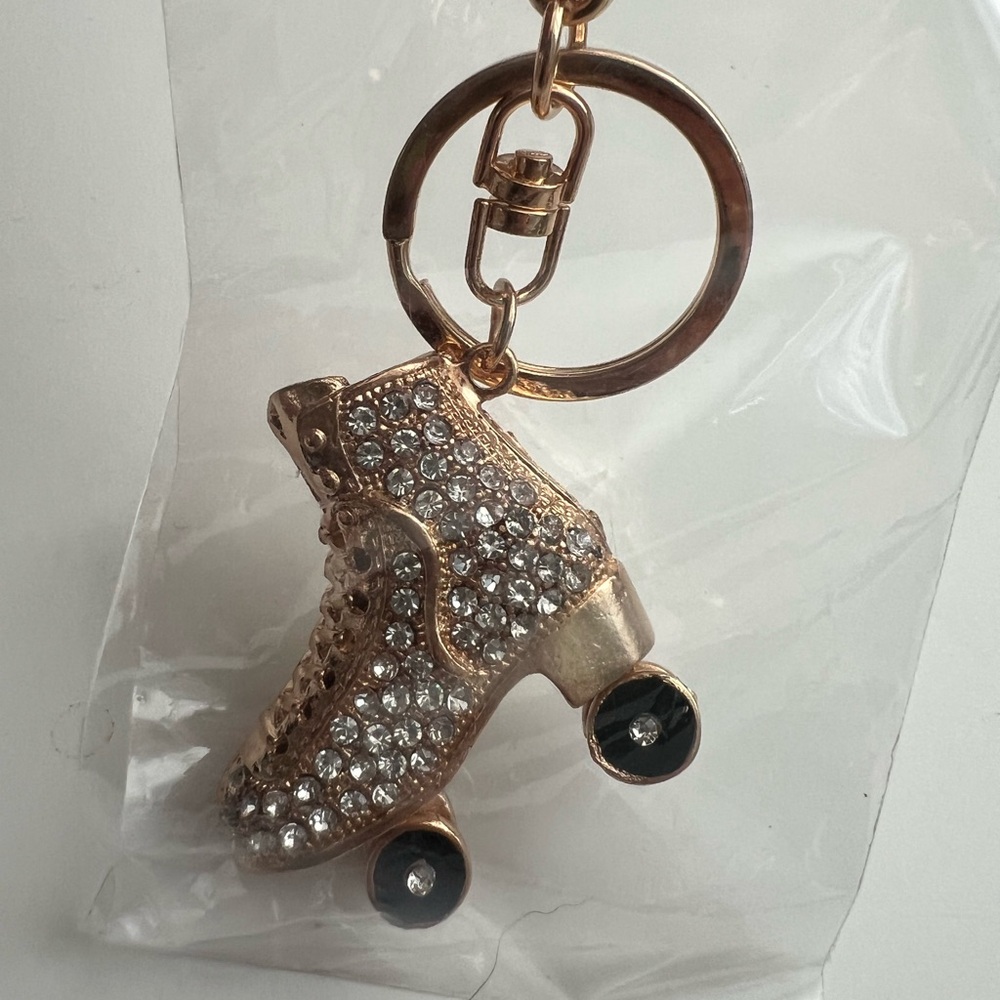 Gold and Silver Roller Skate Keychain